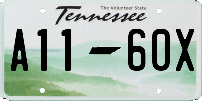 TN license plate A1160X