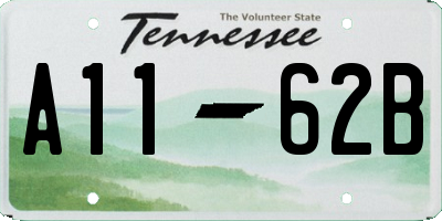 TN license plate A1162B