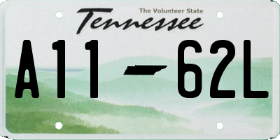 TN license plate A1162L