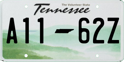 TN license plate A1162Z