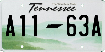 TN license plate A1163A
