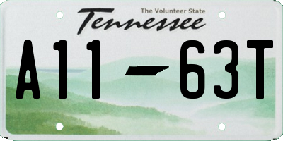 TN license plate A1163T