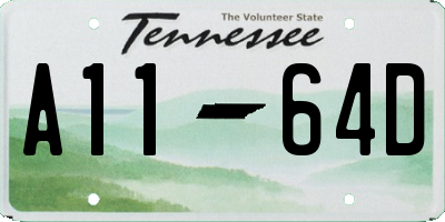 TN license plate A1164D