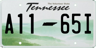TN license plate A1165I