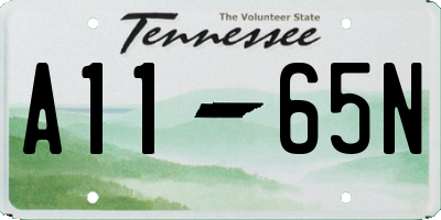 TN license plate A1165N