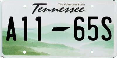 TN license plate A1165S