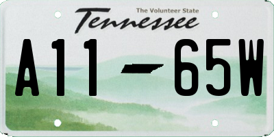 TN license plate A1165W