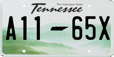 TN license plate A1165X
