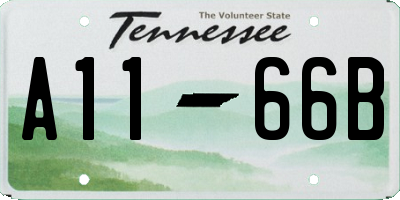 TN license plate A1166B