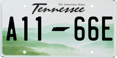 TN license plate A1166E