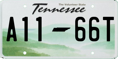 TN license plate A1166T