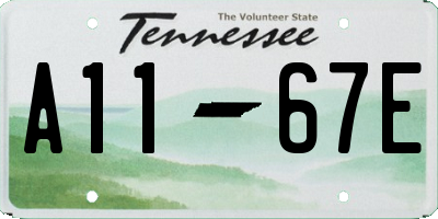 TN license plate A1167E