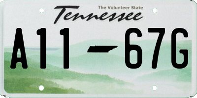 TN license plate A1167G
