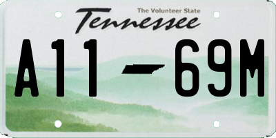 TN license plate A1169M