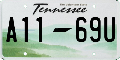 TN license plate A1169U