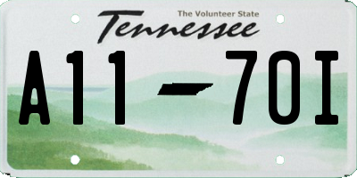 TN license plate A1170I
