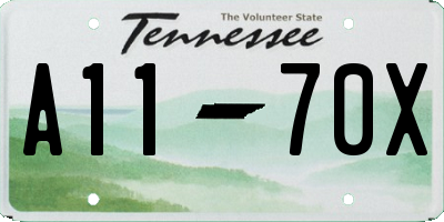TN license plate A1170X