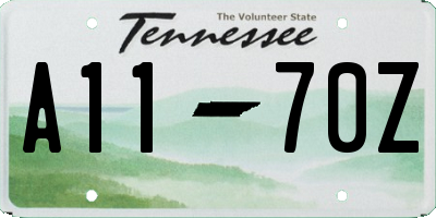 TN license plate A1170Z
