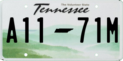 TN license plate A1171M