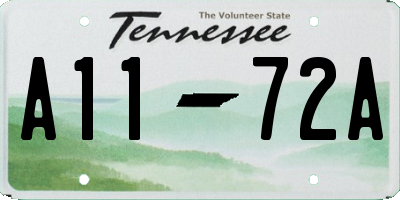 TN license plate A1172A