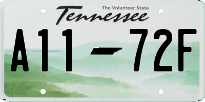 TN license plate A1172F