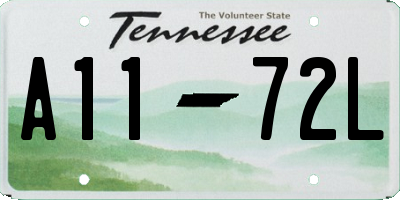 TN license plate A1172L