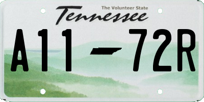 TN license plate A1172R