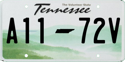 TN license plate A1172V