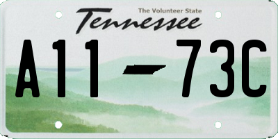 TN license plate A1173C