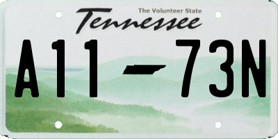 TN license plate A1173N