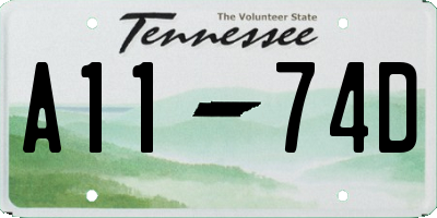 TN license plate A1174D