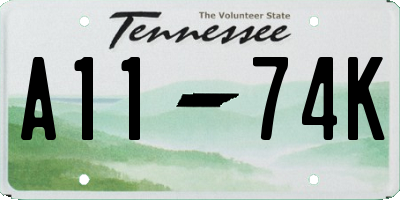 TN license plate A1174K