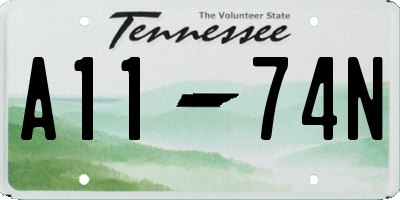TN license plate A1174N