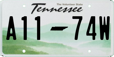 TN license plate A1174W