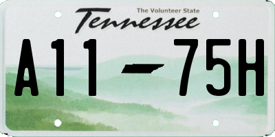 TN license plate A1175H