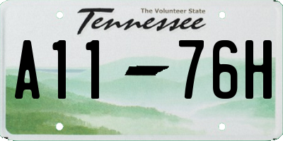 TN license plate A1176H