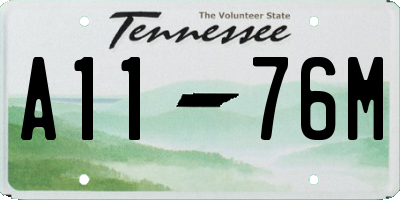 TN license plate A1176M