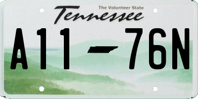 TN license plate A1176N