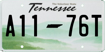 TN license plate A1176T