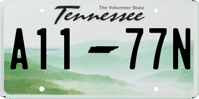 TN license plate A1177N
