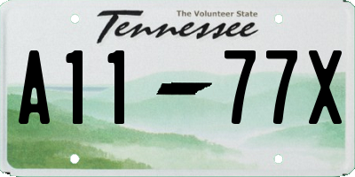 TN license plate A1177X