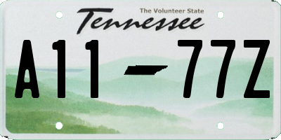 TN license plate A1177Z