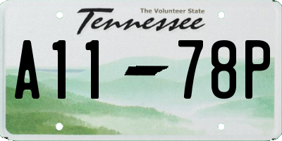 TN license plate A1178P