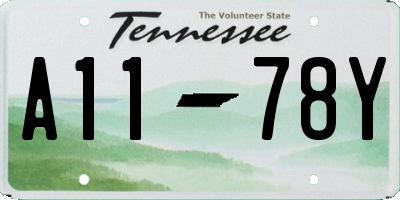 TN license plate A1178Y