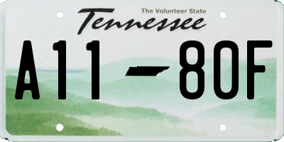 TN license plate A1180F