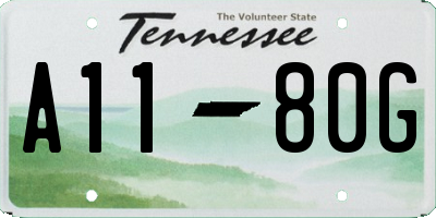 TN license plate A1180G