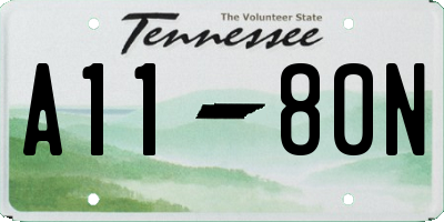 TN license plate A1180N