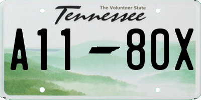 TN license plate A1180X