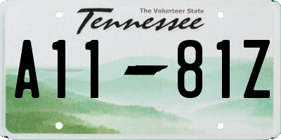 TN license plate A1181Z