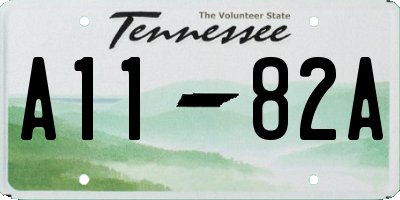 TN license plate A1182A